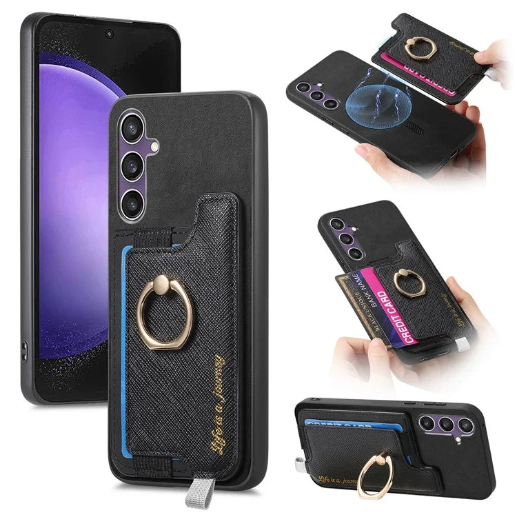 B5 For Samsung Galaxy S23 FE Case 2-in-1 Magnetic Detachable Card Holder Leather+TPU Phone Cover