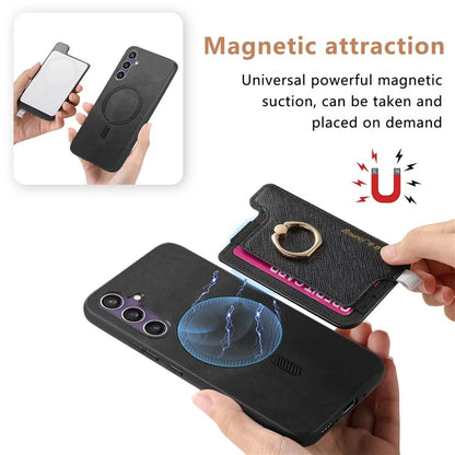 B5 For Samsung Galaxy S23 FE Case 2-in-1 Magnetic Detachable Card Holder Leather+TPU Phone Cover
