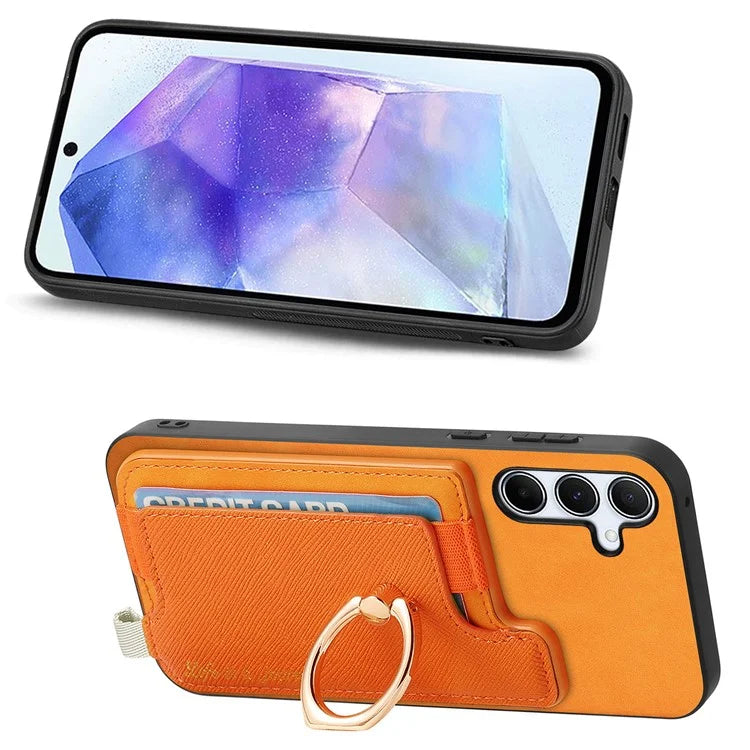 B5 For Samsung Galaxy A55 5G Case 2-in-1 Magnetic Detachable Card Holder Leather+TPU Phone Cover