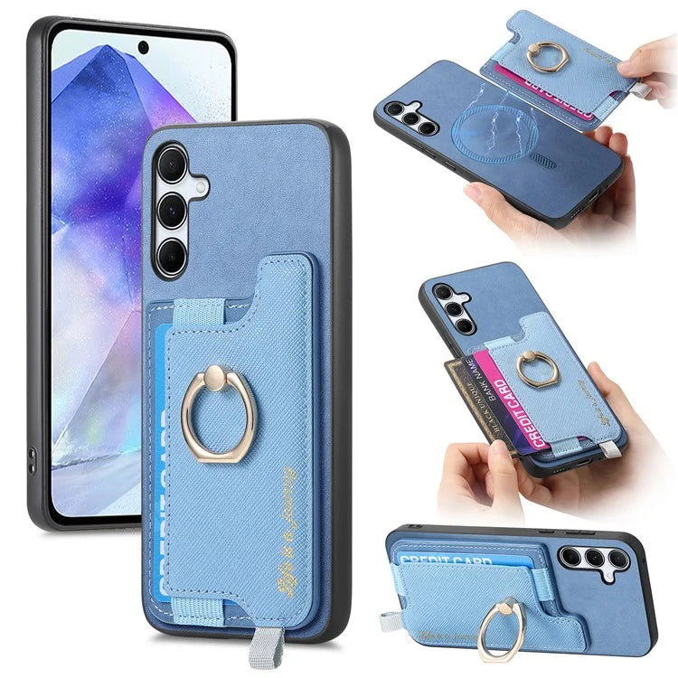 B5 For Samsung Galaxy A55 5G Case 2-in-1 Magnetic Detachable Card Holder Leather+TPU Phone Cover