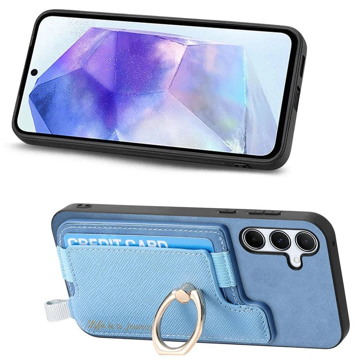 B5 For Samsung Galaxy A55 5G Case 2-in-1 Magnetic Detachable Card Holder Leather+TPU Phone Cover