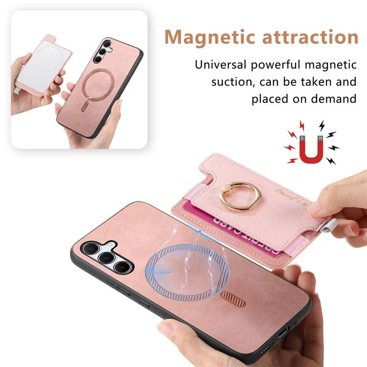 B5 For Samsung Galaxy A55 5G Case 2-in-1 Magnetic Detachable Card Holder Leather+TPU Phone Cover