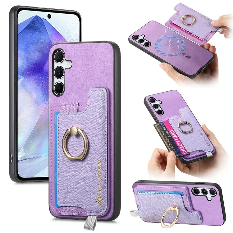 B5 For Samsung Galaxy A55 5G Case 2-in-1 Magnetic Detachable Card Holder Leather+TPU Phone Cover