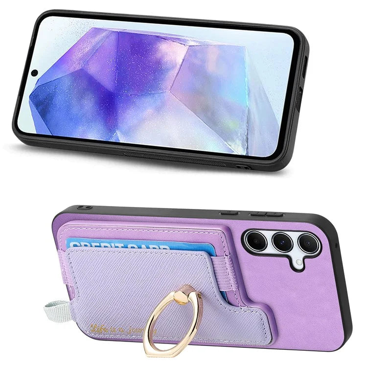 B5 For Samsung Galaxy A55 5G Case 2-in-1 Magnetic Detachable Card Holder Leather+TPU Phone Cover