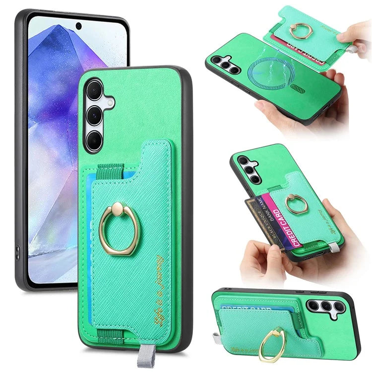 B5 For Samsung Galaxy A55 5G Case 2-in-1 Magnetic Detachable Card Holder Leather+TPU Phone Cover