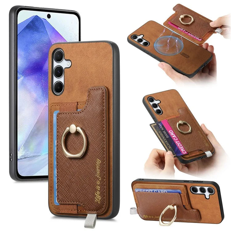 B5 For Samsung Galaxy A55 5G Case 2-in-1 Magnetic Detachable Card Holder Leather+TPU Phone Cover