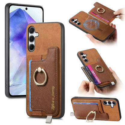 B5 For Samsung Galaxy A55 5G Case 2-in-1 Magnetic Detachable Card Holder Leather+TPU Phone Cover
