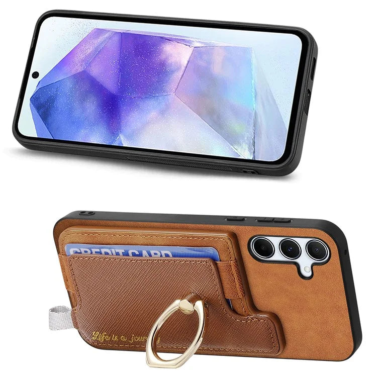 B5 For Samsung Galaxy A55 5G Case 2-in-1 Magnetic Detachable Card Holder Leather+TPU Phone Cover