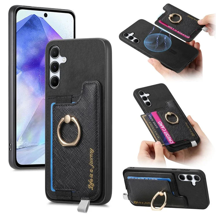B5 For Samsung Galaxy A55 5G Case 2-in-1 Magnetic Detachable Card Holder Leather+TPU Phone Cover