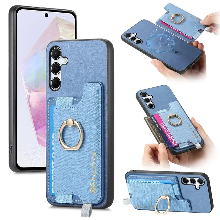 B5 For Samsung Galaxy A35 5G Case 2-in-1 Magnetic Detachable Card Holder Leather+TPU Phone Cover