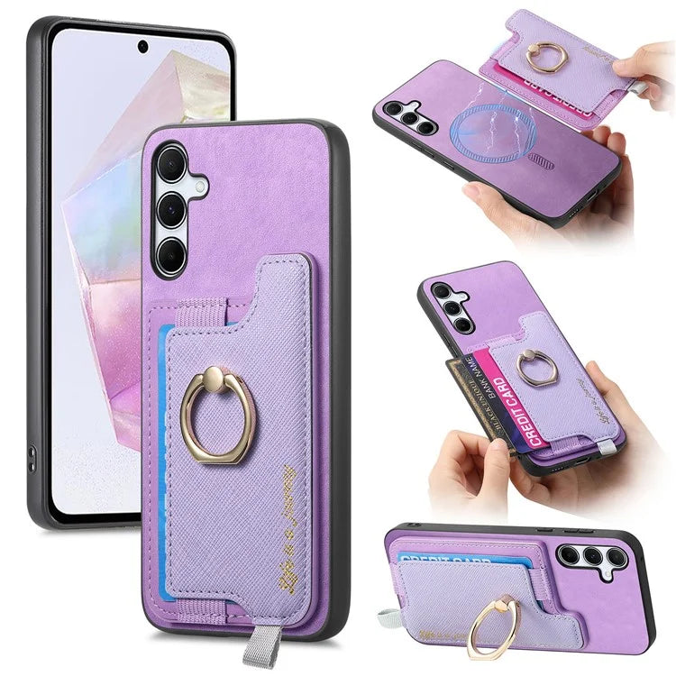 B5 For Samsung Galaxy A35 5G Case 2-in-1 Magnetic Detachable Card Holder Leather+TPU Phone Cover