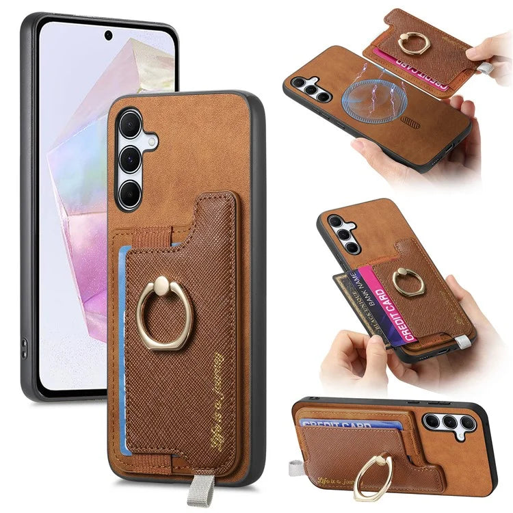 B5 For Samsung Galaxy A35 5G Case 2-in-1 Magnetic Detachable Card Holder Leather+TPU Phone Cover
