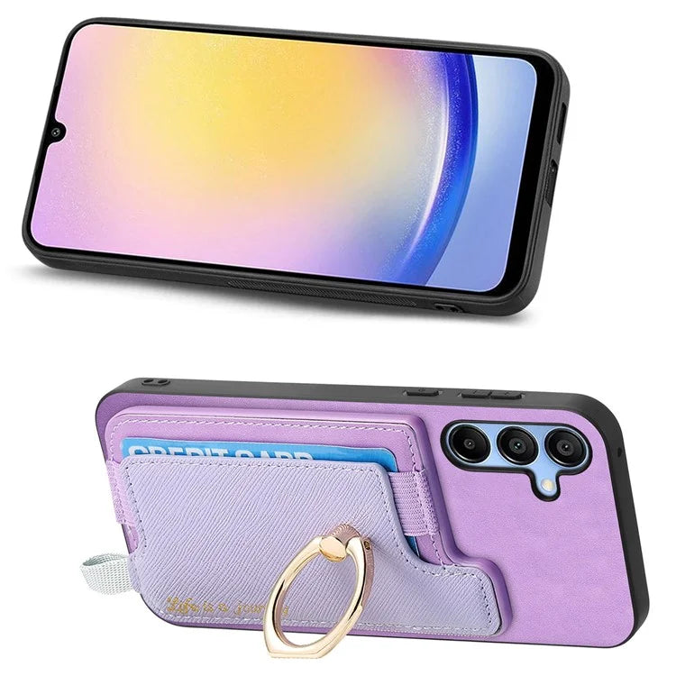 B5 For Samsung Galaxy A25 5G (Global) (161.0 X 76.5 X 8.3mm) Case 2-in-1 Magnetic Detachable Card Holder Leather+TPU Phone Cover