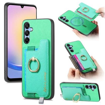 B5 For Samsung Galaxy A25 5G (Global) (161.0 X 76.5 X 8.3mm) Case 2-in-1 Magnetic Detachable Card Holder Leather+TPU Phone Cover