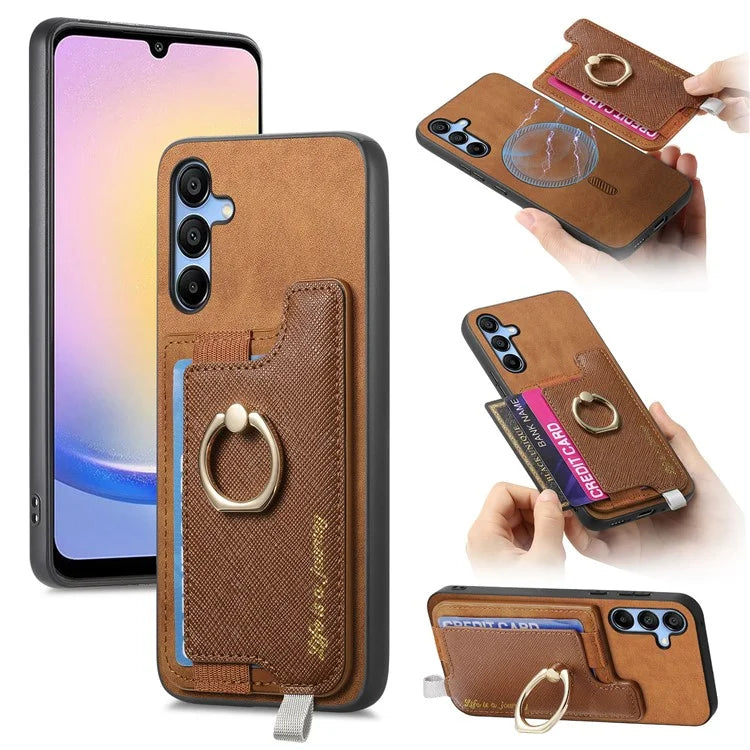 B5 For Samsung Galaxy A25 5G (Global) (161.0 X 76.5 X 8.3mm) Case 2-in-1 Magnetic Detachable Card Holder Leather+TPU Phone Cover