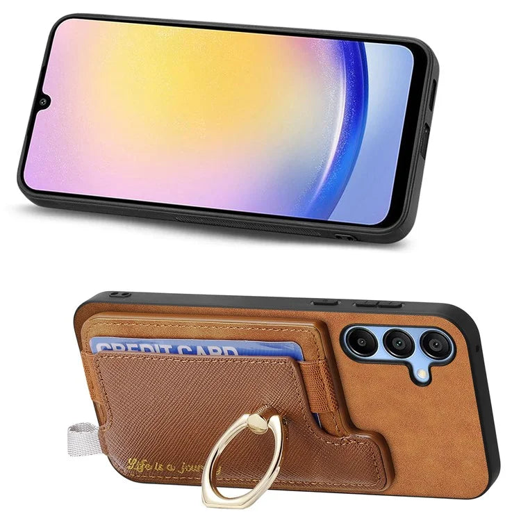 B5 For Samsung Galaxy A25 5G (Global) (161.0 X 76.5 X 8.3mm) Case 2-in-1 Magnetic Detachable Card Holder Leather+TPU Phone Cover