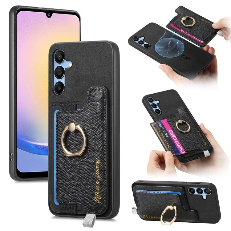 B5 For Samsung Galaxy A25 5G (Global) (161.0 X 76.5 X 8.3mm) Case 2-in-1 Magnetic Detachable Card Holder Leather+TPU Phone Cover