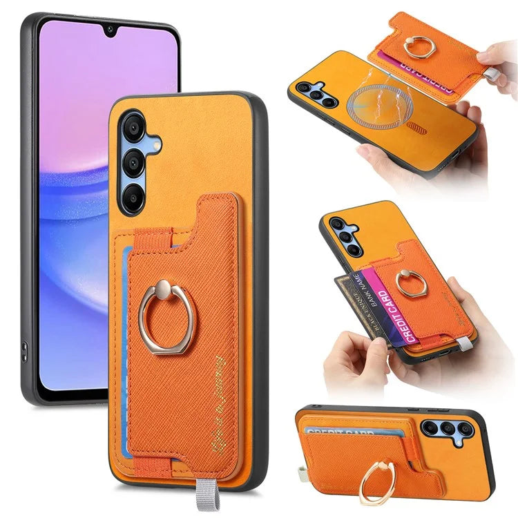 B5 For Samsung Galaxy A15 4G / 5G Case 2-in-1 Magnetic Detachable Card Holder Leather+TPU Phone Cover