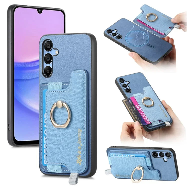 B5 For Samsung Galaxy A15 4G / 5G Case 2-in-1 Magnetic Detachable Card Holder Leather+TPU Phone Cover