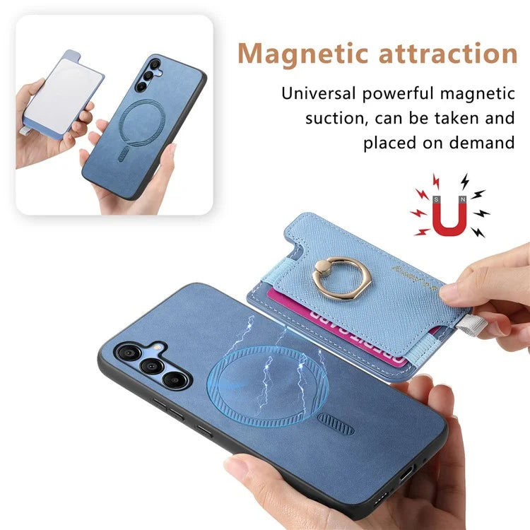 B5 For Samsung Galaxy A15 4G / 5G Case 2-in-1 Magnetic Detachable Card Holder Leather+TPU Phone Cover