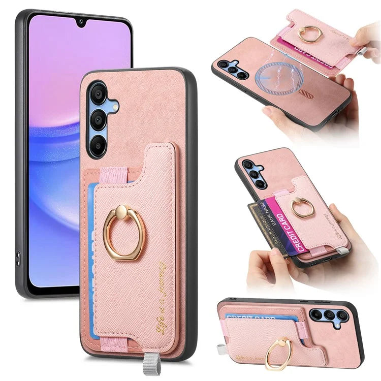 B5 For Samsung Galaxy A15 4G / 5G Case 2-in-1 Magnetic Detachable Card Holder Leather+TPU Phone Cover