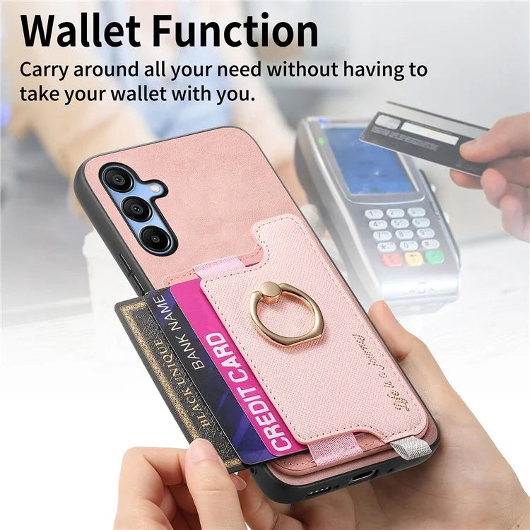 B5 For Samsung Galaxy A15 4G / 5G Case 2-in-1 Magnetic Detachable Card Holder Leather+TPU Phone Cover