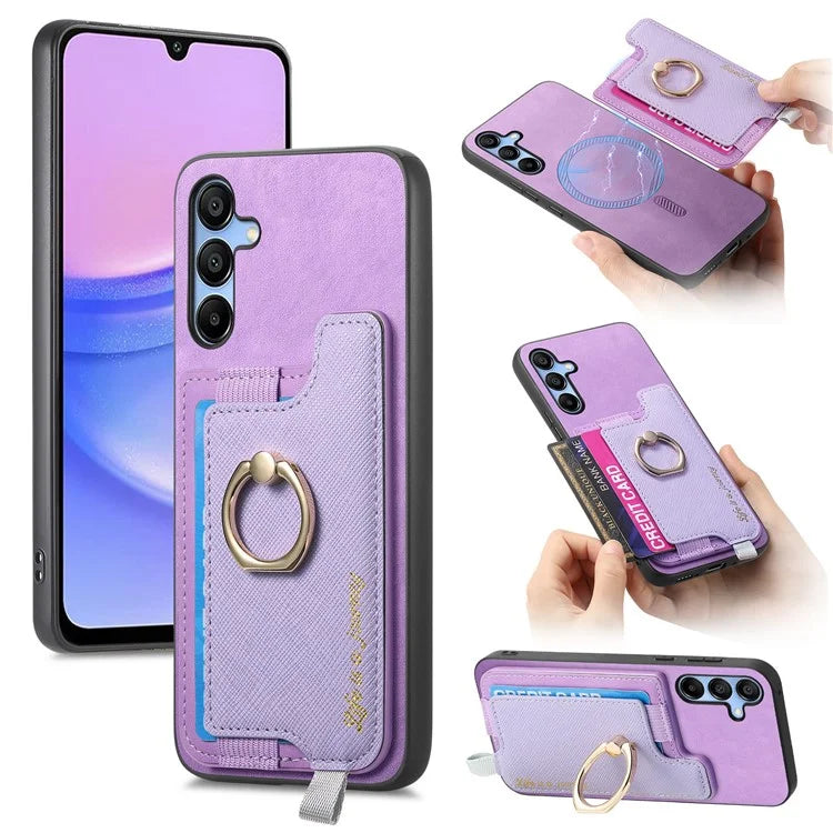 B5 For Samsung Galaxy A15 4G / 5G Case 2-in-1 Magnetic Detachable Card Holder Leather+TPU Phone Cover