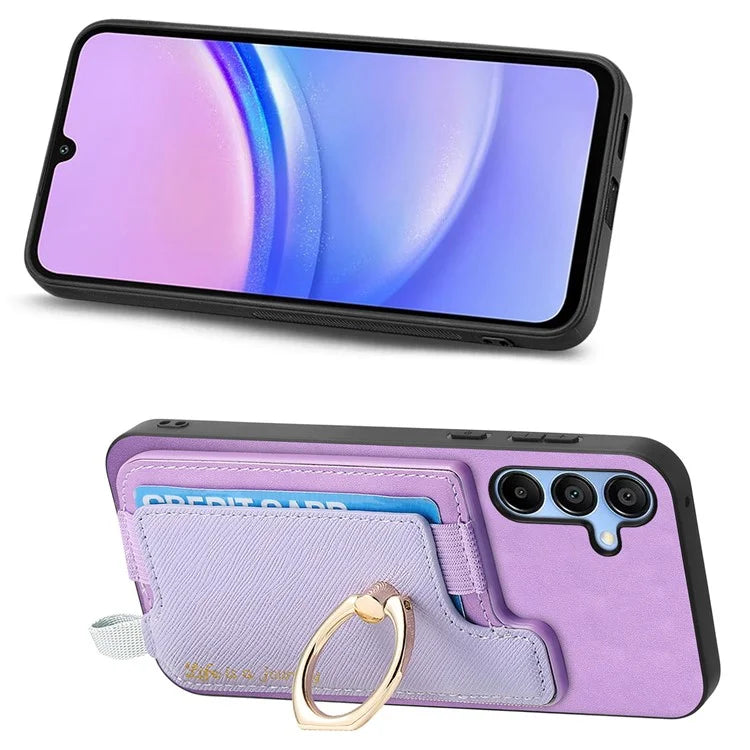 B5 For Samsung Galaxy A15 4G / 5G Case 2-in-1 Magnetic Detachable Card Holder Leather+TPU Phone Cover