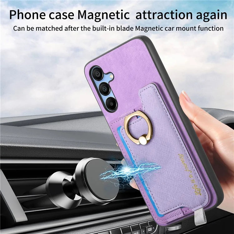 B5 For Samsung Galaxy A15 4G / 5G Case 2-in-1 Magnetic Detachable Card Holder Leather+TPU Phone Cover