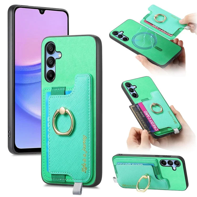 B5 For Samsung Galaxy A15 4G / 5G Case 2-in-1 Magnetic Detachable Card Holder Leather+TPU Phone Cover