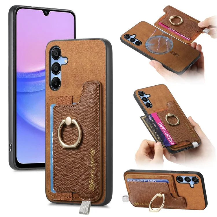 B5 For Samsung Galaxy A15 4G / 5G Case 2-in-1 Magnetic Detachable Card Holder Leather+TPU Phone Cover