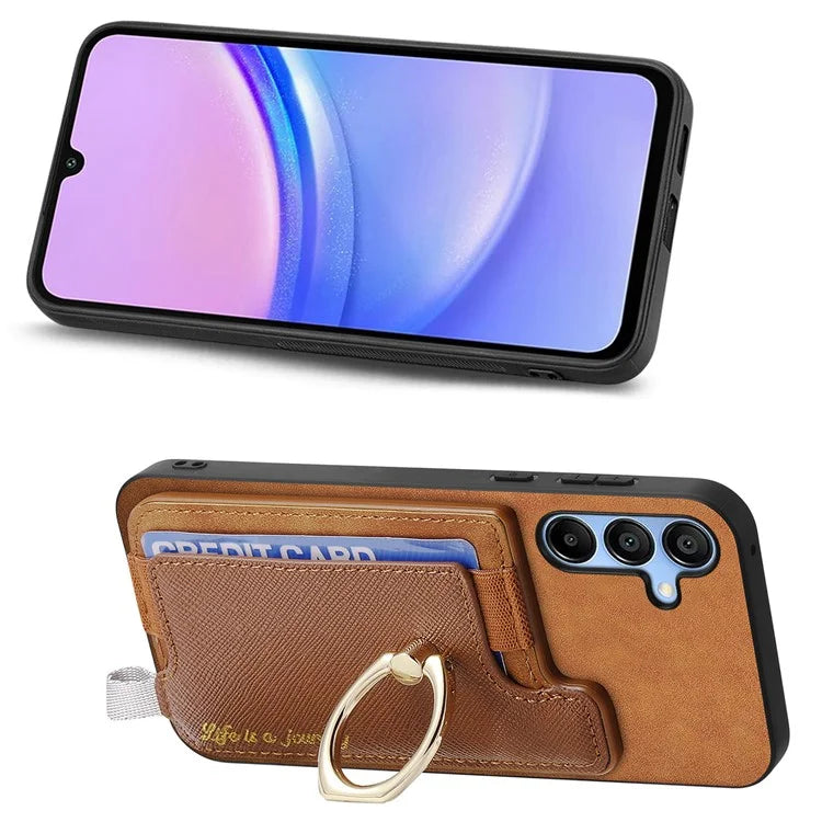 B5 For Samsung Galaxy A15 4G / 5G Case 2-in-1 Magnetic Detachable Card Holder Leather+TPU Phone Cover