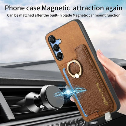 B5 For Samsung Galaxy A15 4G / 5G Case 2-in-1 Magnetic Detachable Card Holder Leather+TPU Phone Cover