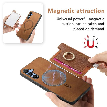 B5 For Samsung Galaxy A15 4G / 5G Case 2-in-1 Magnetic Detachable Card Holder Leather+TPU Phone Cover
