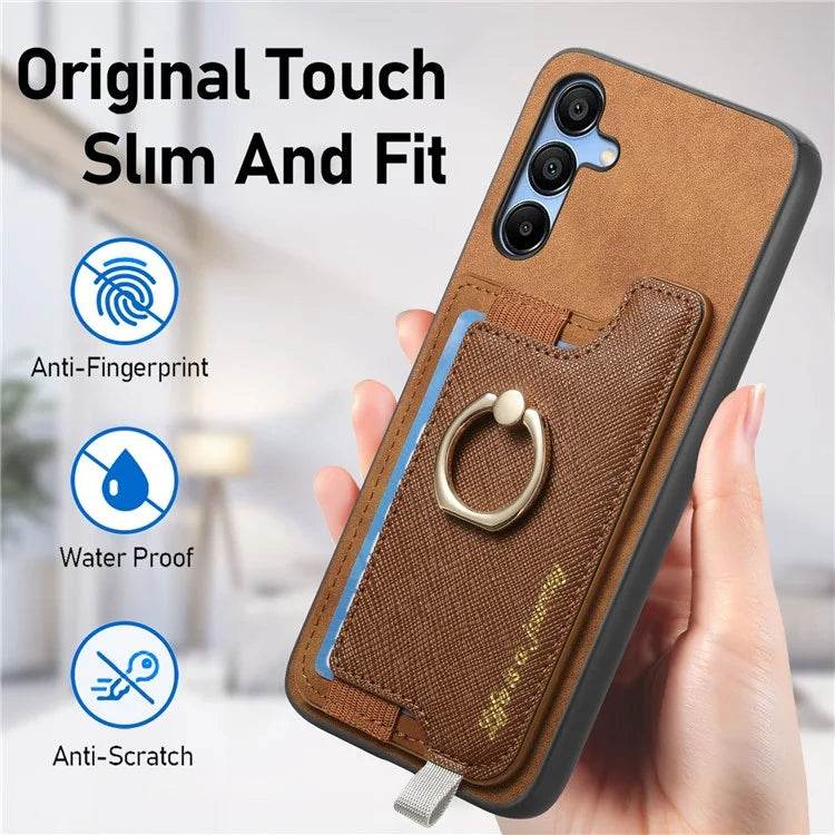 B5 For Samsung Galaxy A15 4G / 5G Case 2-in-1 Magnetic Detachable Card Holder Leather+TPU Phone Cover