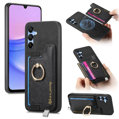 B5 For Samsung Galaxy A15 4G / 5G Case 2-in-1 Magnetic Detachable Card Holder Leather+TPU Phone Cover