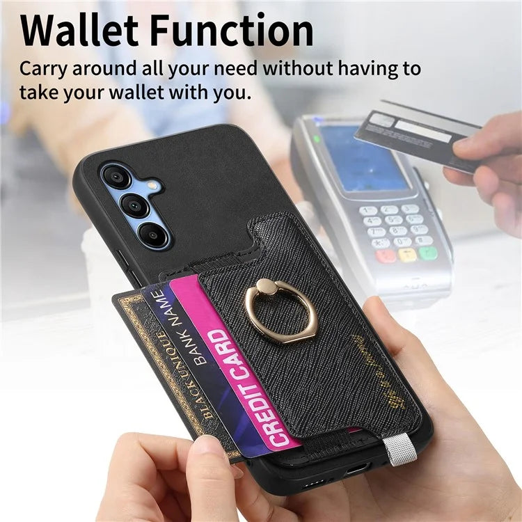 B5 For Samsung Galaxy A15 4G / 5G Case 2-in-1 Magnetic Detachable Card Holder Leather+TPU Phone Cover