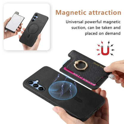 B5 For Samsung Galaxy A15 4G / 5G Case 2-in-1 Magnetic Detachable Card Holder Leather+TPU Phone Cover