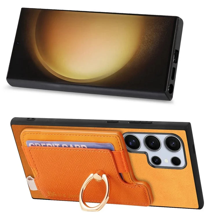 B5 For Samsung	Galaxy S23 Ultra Case 2-in-1 Magnetic Detachable Card Holder Leather+TPU Phone Cover