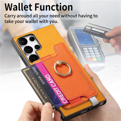 B5 For Samsung	Galaxy S23 Ultra Case 2-in-1 Magnetic Detachable Card Holder Leather+TPU Phone Cover
