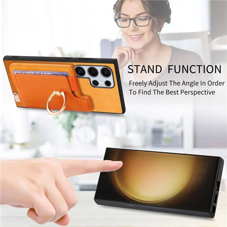 B5 For Samsung	Galaxy S23 Ultra Case 2-in-1 Magnetic Detachable Card Holder Leather+TPU Phone Cover