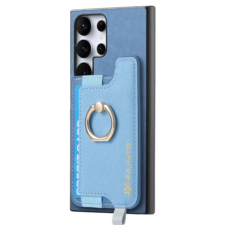 B5 For Samsung	Galaxy S23 Ultra Case 2-in-1 Magnetic Detachable Card Holder Leather+TPU Phone Cover