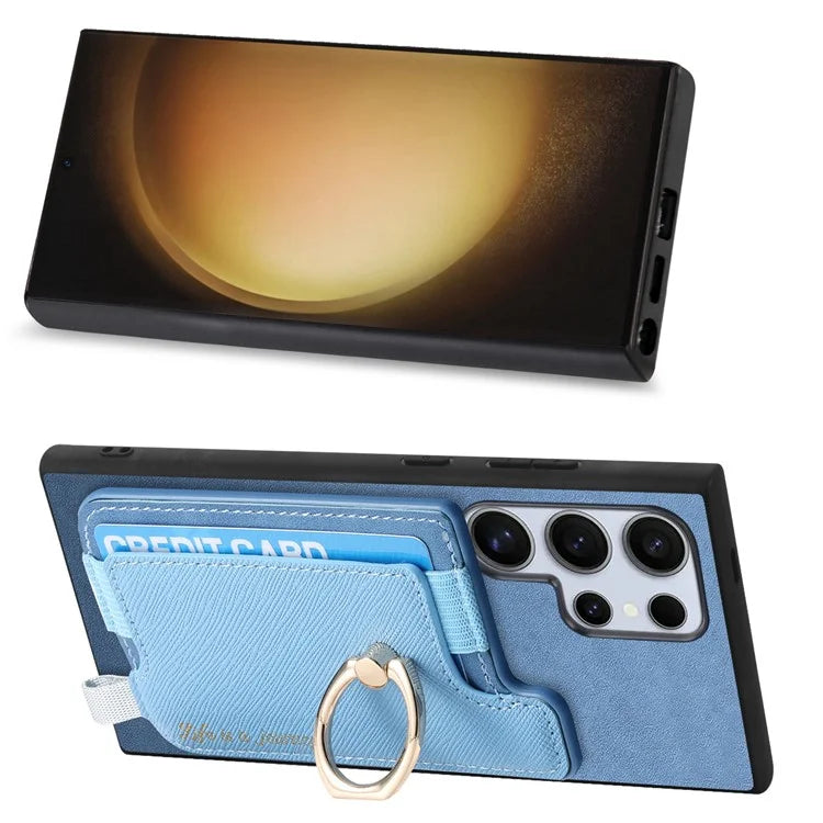 B5 For Samsung	Galaxy S23 Ultra Case 2-in-1 Magnetic Detachable Card Holder Leather+TPU Phone Cover