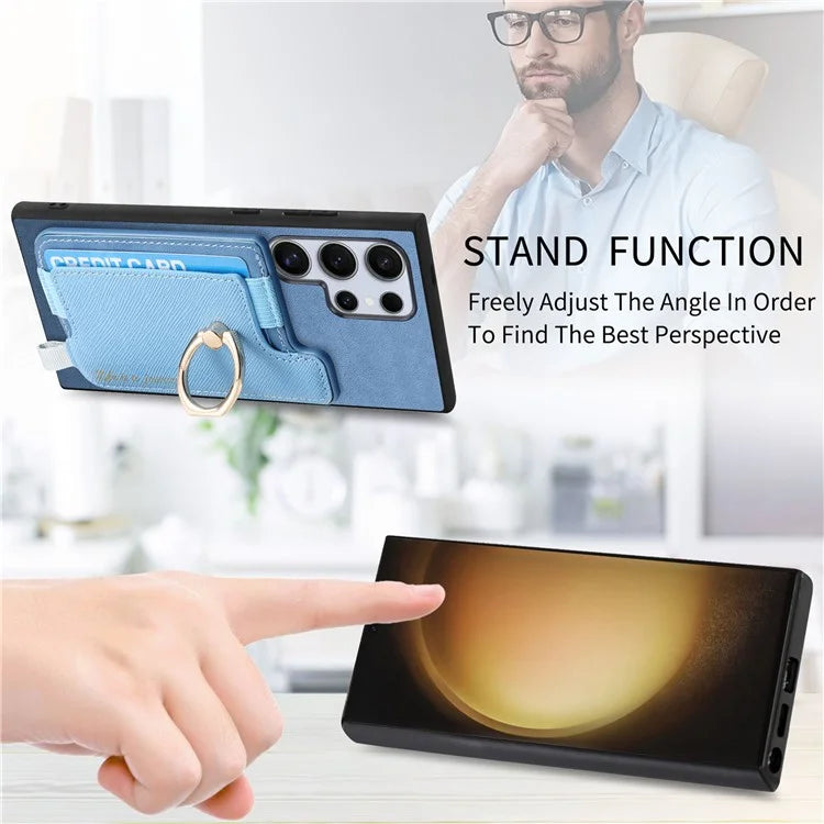 B5 For Samsung	Galaxy S23 Ultra Case 2-in-1 Magnetic Detachable Card Holder Leather+TPU Phone Cover