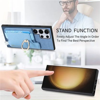 B5 For Samsung	Galaxy S23 Ultra Case 2-in-1 Magnetic Detachable Card Holder Leather+TPU Phone Cover
