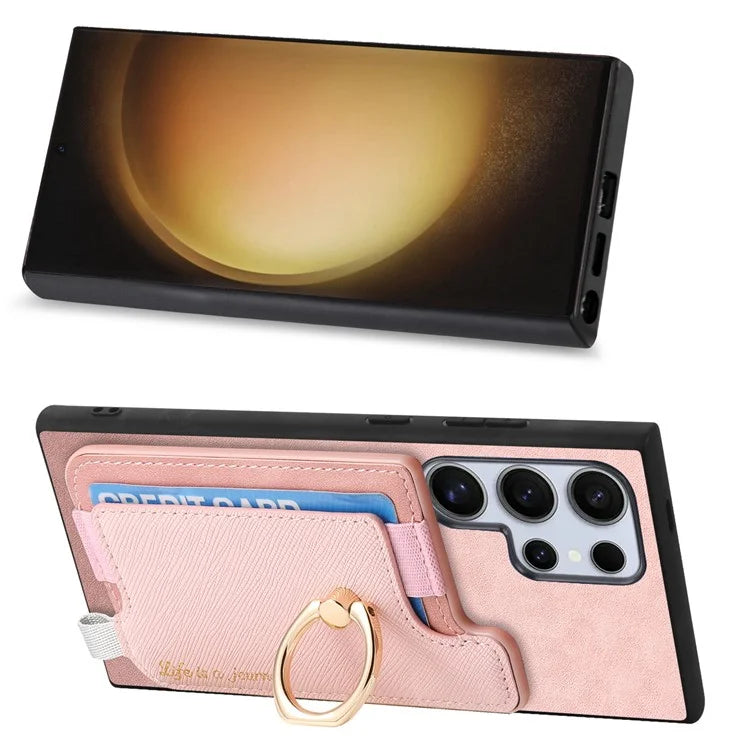 B5 For Samsung	Galaxy S23 Ultra Case 2-in-1 Magnetic Detachable Card Holder Leather+TPU Phone Cover