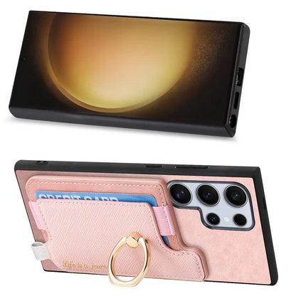 B5 For Samsung	Galaxy S23 Ultra Case 2-in-1 Magnetic Detachable Card Holder Leather+TPU Phone Cover
