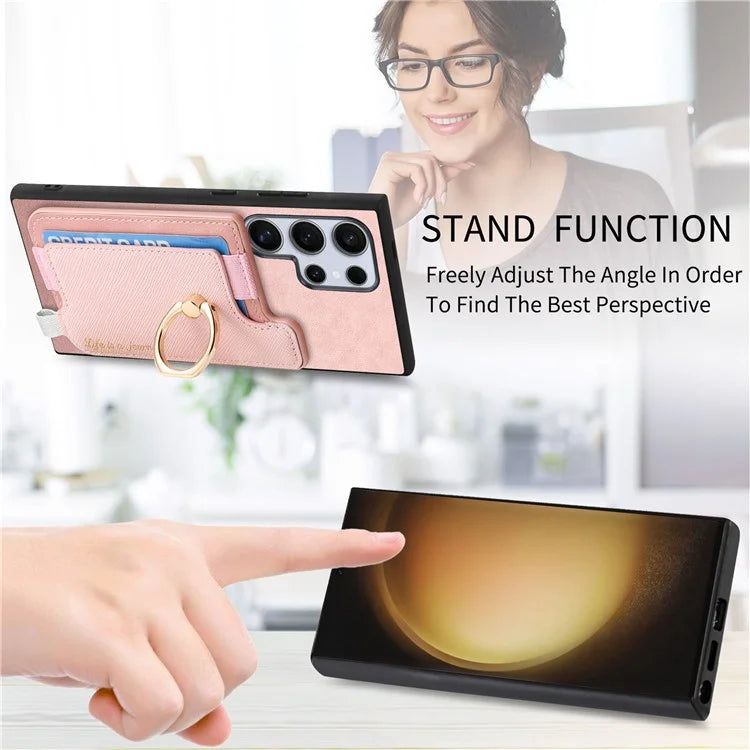 B5 For Samsung	Galaxy S23 Ultra Case 2-in-1 Magnetic Detachable Card Holder Leather+TPU Phone Cover