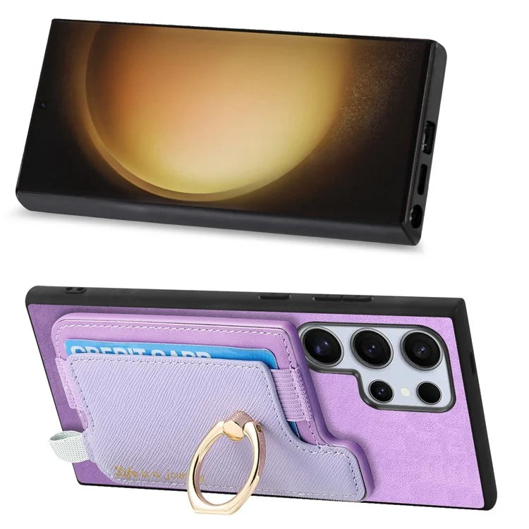 B5 For Samsung	Galaxy S23 Ultra Case 2-in-1 Magnetic Detachable Card Holder Leather+TPU Phone Cover