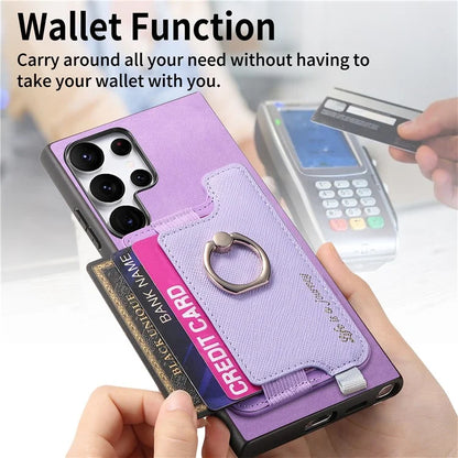 B5 For Samsung	Galaxy S23 Ultra Case 2-in-1 Magnetic Detachable Card Holder Leather+TPU Phone Cover